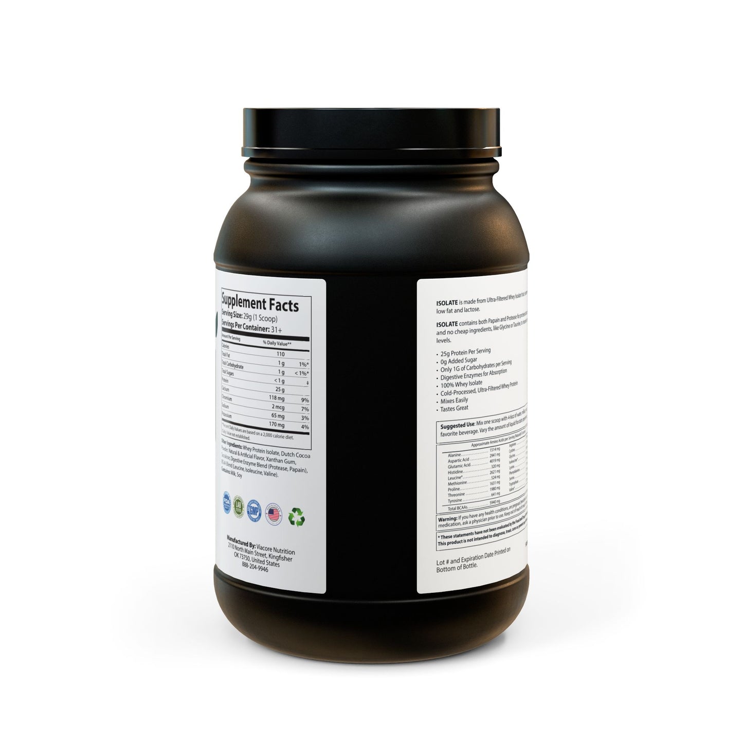 Whey Isolate Protein Supplement (907g, 2lb) 31+ servings